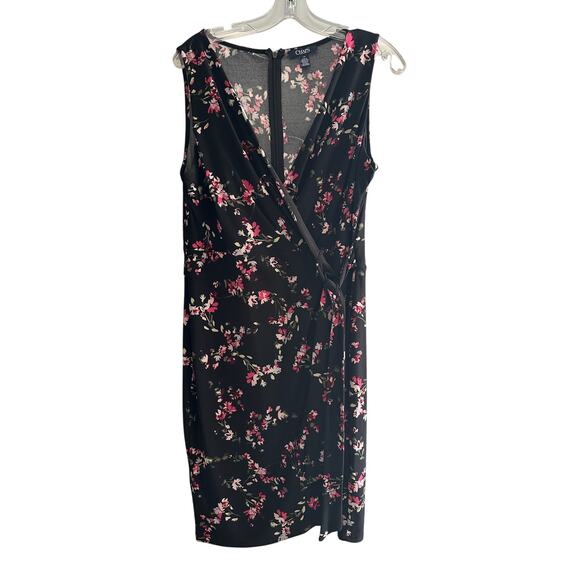 Chaps Size Large Women's Blue Faux Wrap Ruffle V-Neck Sleeveless Midi Dress - Picture 2 of 6